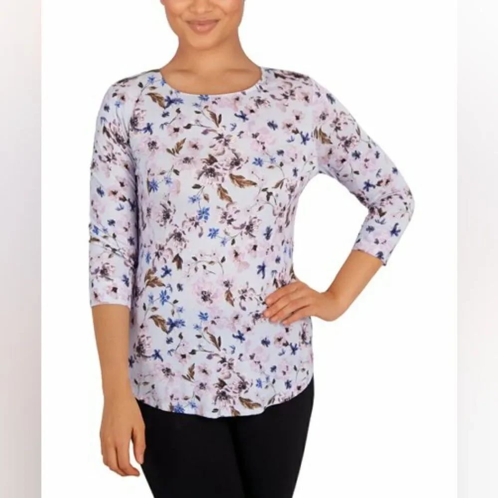 Emaline Floral Boatneck Top sz 3x